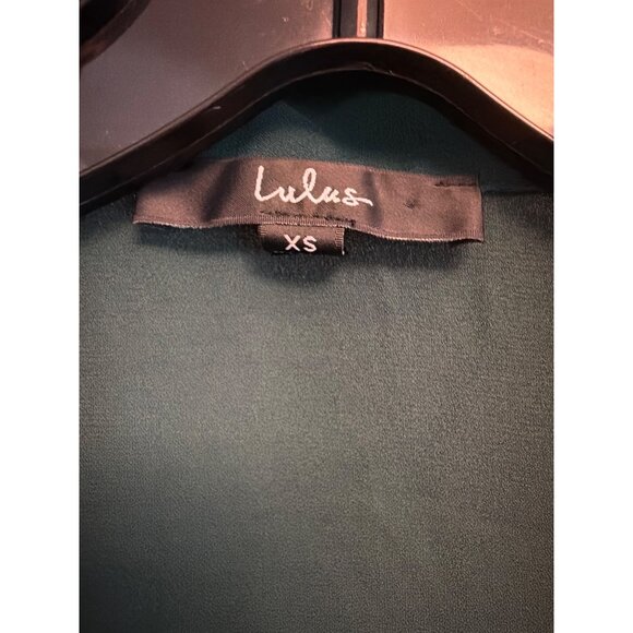 Lulus Good Luck Charm Dark Green Short Sleeve Button-Up Top Size XS - Picture 2 of 3